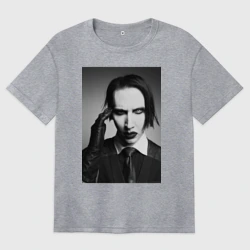 Женская футболка хлопок Oversize Marilyn Manson looks at you