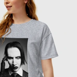 Женская футболка хлопок Oversize Marilyn Manson looks at you - фото 2