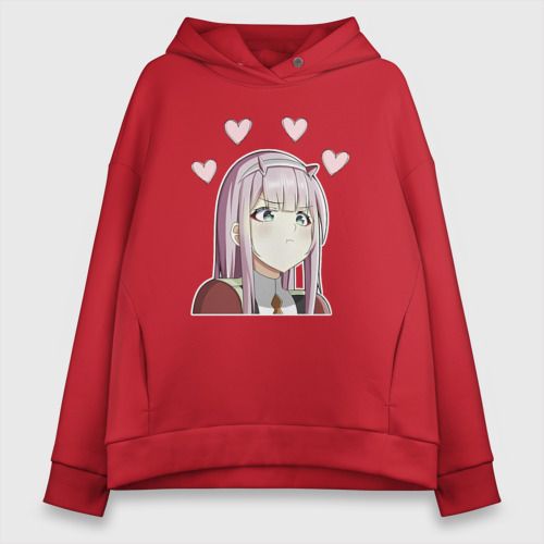 Женское худи Oversize хлопок Mini Zero two, цвет красный