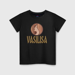 Детская футболка хлопок Василиса - надпись и портрет женщины