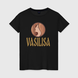 Женская футболка хлопок Василиса - надпись и портрет женщины
