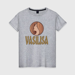 Василиса - надпись и портрет женщины – Женская футболка хлопок с принтом купить со скидкой в -20%