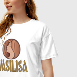 Женская футболка хлопок Oversize Василиса - надпись и портрет женщины - фото 2