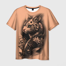 Мужская футболка 3D Экзотический кот и рыба