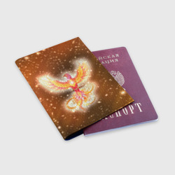 Обложка для паспорта матовая кожа Жар птица и светящиеся искры - фото 2