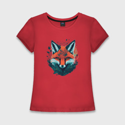 Женская футболка хлопок Slim Огненная лисица