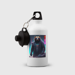 Бутылка спортивная Медведь в стиле Киберпанк - нейросеть - фото 2