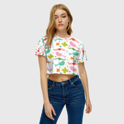 Женская футболка Crop-top 3D Бабочки и птички - фото 2