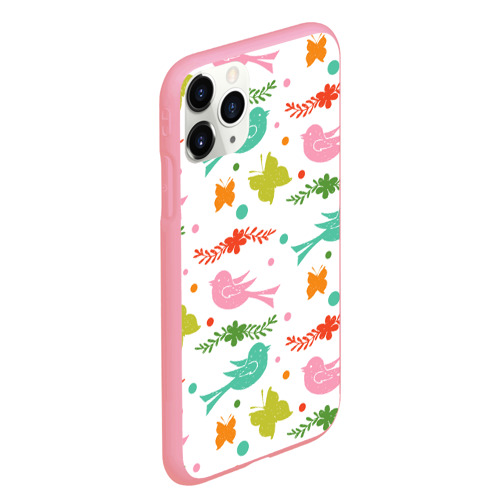 Чехол для iPhone 11 Pro Max матовый Бабочки и птички, цвет баблгам - фото 3