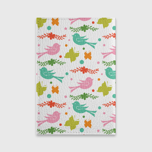 Обложка для паспорта матовая кожа Бабочки и птички, цвет пыльно-розовый - фото 2