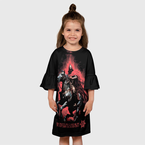 Детское платье 3D с принтом Русский богатырь на вороном коне, вид сбоку #3