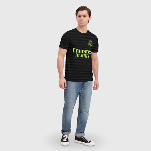 Мужская футболка 3D с принтом Винисиус Жуниор Реал Мадрид форма 22/23 третья, вид сбоку #3