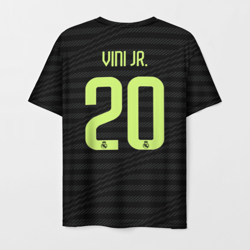 Мужская футболка 3D с принтом Винисиус Жуниор Реал Мадрид форма 22/23 третья, вид сзади #1