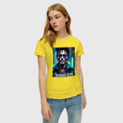 Женская футболка хлопок Джонни Депп в стиле Киберпанк - нейросеть - фото 2