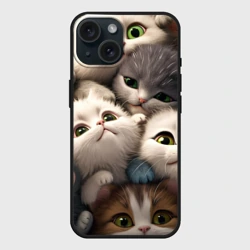 Чехол силиконовый для Apple iPhone 15 матовый Маленькие котята
