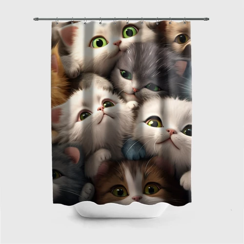 Штора 3D для ванной Маленькие котята