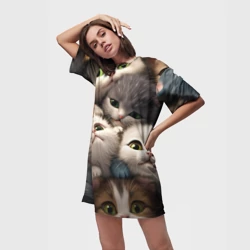 Платье-футболка 3D Маленькие котята - фото 2