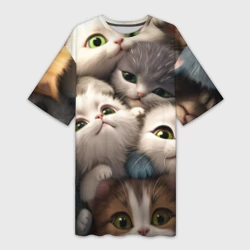 Платье-футболка 3D Маленькие котята