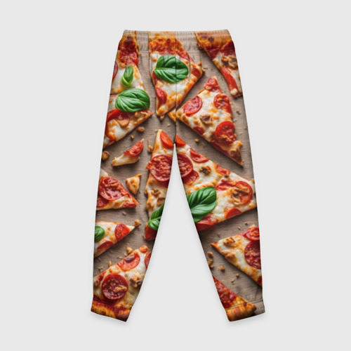 Детские брюки 3D с принтом Аппетитная пицца, вид сзади #1