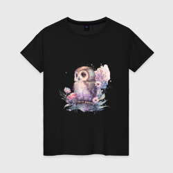 Женская футболка хлопок Акварельная милая сова