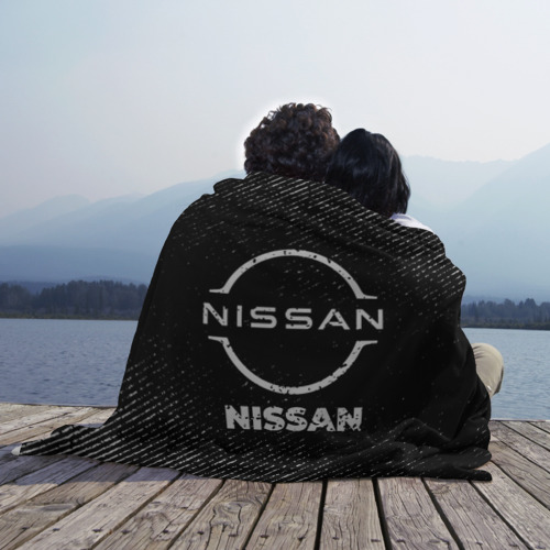 Плед 3D Nissan с потертостями на темном фоне, цвет 3D (велсофт) - фото 3