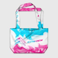 Пляжная сумка 3D Citroen neon gradient style: надпись и символ