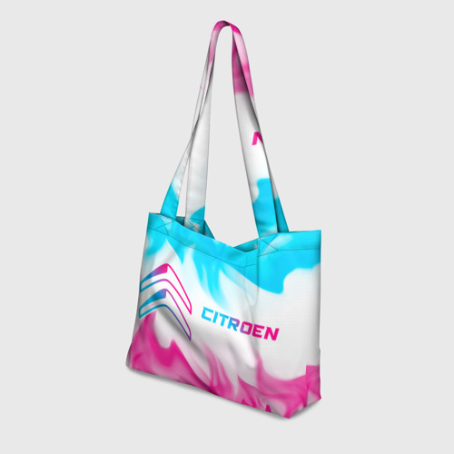Пляжная сумка 3D Citroen neon gradient style: надпись и символ - фото 3