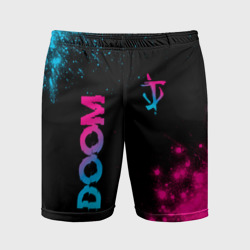 Мужские шорты спортивные Doom - neon gradient: надпись, символ