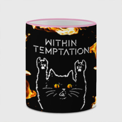 Кружка с полной запечаткой Within Temptation рок кот и огонь - фото 2