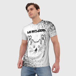 Мужская футболка 3D Die Antwoord рок кот на светлом фоне - фото 2