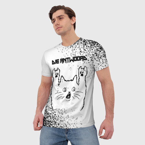 Мужская футболка 3D Die Antwoord рок кот на светлом фоне, цвет 3D печать - фото 3