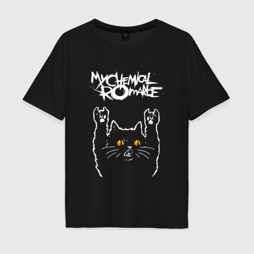Мужская футболка хлопок Oversize My Chemical Romance rock cat, цвет черный