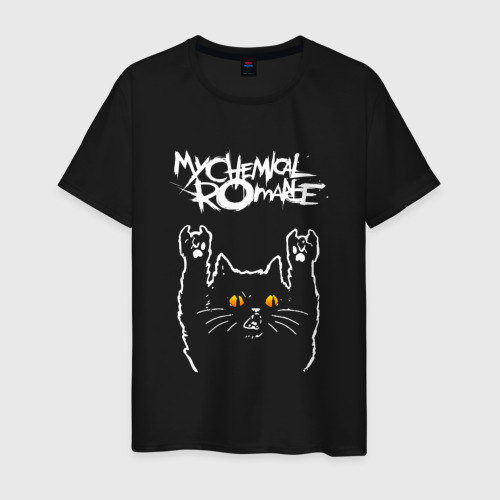 Мужская футболка хлопок My Chemical Romance rock cat, цвет черный