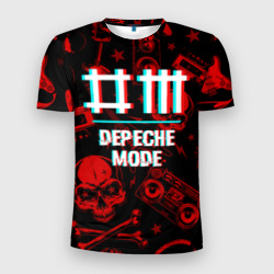 Мужская футболка 3D Slim Depeche Mode rock glitch