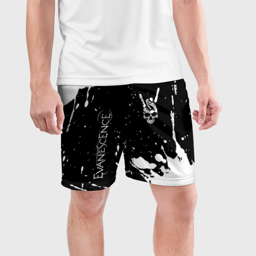 Мужские шорты спортивные Evanescence и рок символ на темном фоне, цвет 3D печать - фото 3