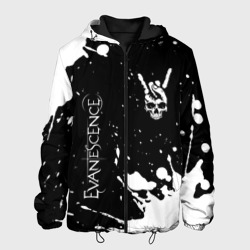 Мужская куртка 3D Evanescence и рок символ на темном фоне