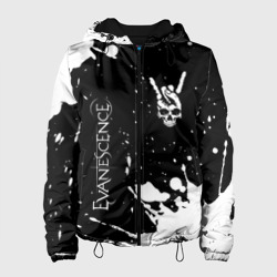 Женская куртка 3D Evanescence и рок символ на темном фоне