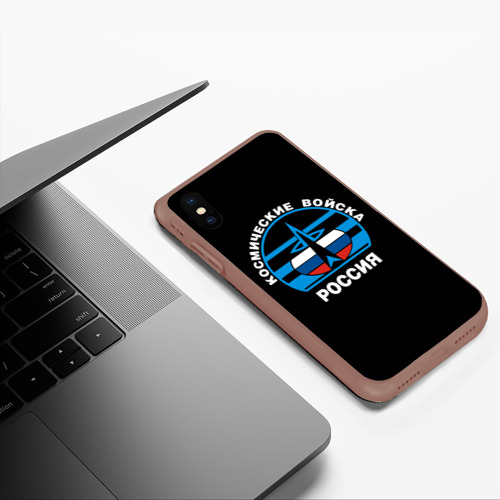 Чехол для iPhone XS Max матовый Космические войска России, цвет коричневый - фото 5