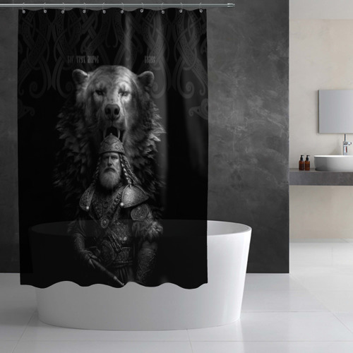 Штора 3D для ванной Велес славянский Бог Богатырь - фото 3