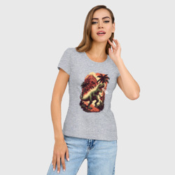Женская футболка хлопок Slim Тиранозавр идет и рычит - фото 2