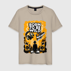 Мужская футболка хлопок Жизнь подростка и надпись Born to be wild