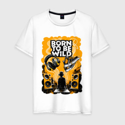 Мужская футболка хлопок Жизнь подростка и надпись Born to be wild