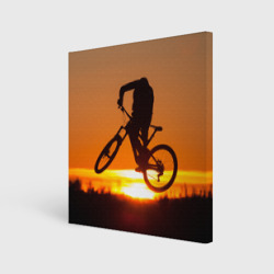 Холст квадратный Велосипедист на закате