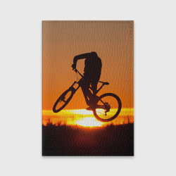 Обложка для паспорта матовая кожа Велосипедист на закате