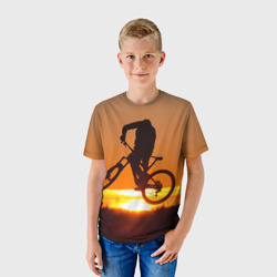 Детская футболка 3D Велосипедист на закате - фото 2