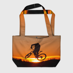 Пляжная сумка 3D Велосипедист на закате