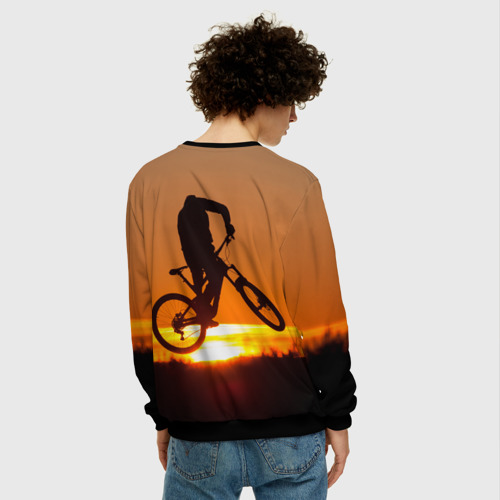 Мужской свитшот 3D Велосипедист на закате, цвет черный - фото 4