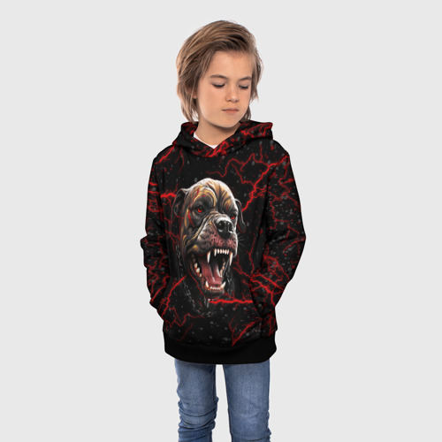 Детская толстовка 3D Злая собака, цвет черный - фото 3