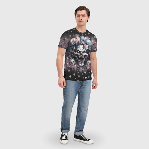 Мужская футболка 3D с принтом Клоун зомби, вид сбоку #3