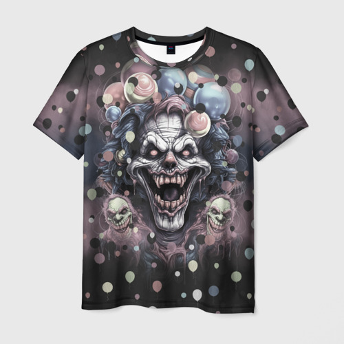 Мужская футболка 3D с принтом Клоун зомби, вид спереди #2